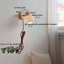 Axyaa White Ceramic LED Wall Lights with Pull Chain Switch on Modern Wood Base