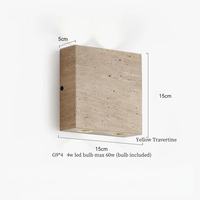 Axyaa Wabi Sabi LED Wall Sconce for Home Lighting in Yellow Travertine