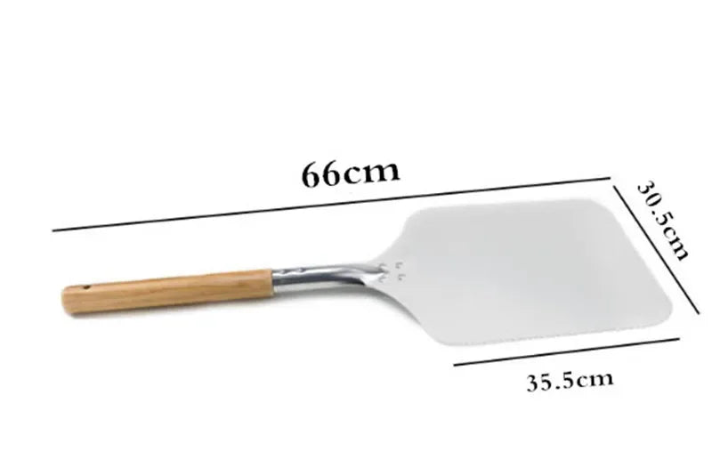 Axya Aluminum Pizza Peel with Wooden Handle - Baking & Cheese Cutter Tool