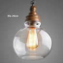 Axyaa Rustic Wood Pendant Lights Glass Ball Kitchen Decor Lighting