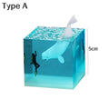 Axyaa Marine Whale Shark Diver Cube LED Table Lamp Resin Decorations Night Lights