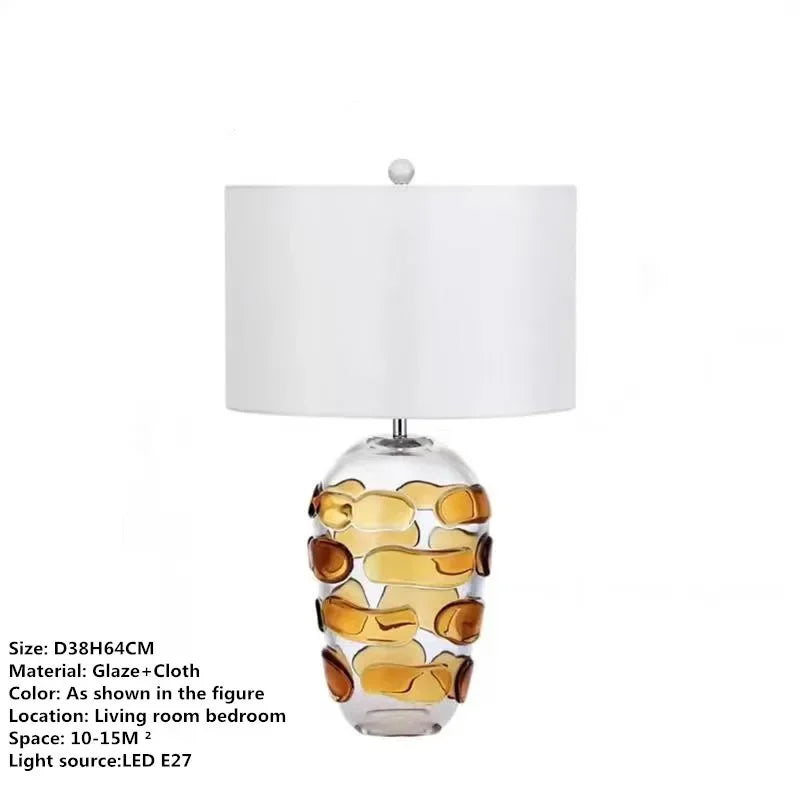 Axyaa Nordic Modern Glaze Table Lamp for Living Room, Bedroom, Hotel - LED Desk Light