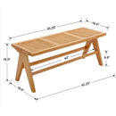 Axyaa Farmhouse Rattan Bench With Footrest - Wood Cane Seat