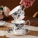 Axyaa Blue & White Porcelain Coffee Cup Saucer set - Vintage Phnom Penh Ceramic Mug