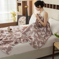 Axyaa Cotton Throw Blanket: Breathable Summer Comforter Quilt, Letter Leaf Design.