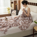 Axyaa Cotton Throw Blanket: Breathable Summer Comforter Quilt, Letter Leaf Design.