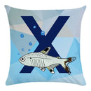 Axyaa Blue Letter Animal Print Pillowcase - Super Soft Peach Skin - Fashion Cushion Cover