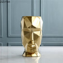 Axyaa Geometric Origami Vase Human Head Golden Abstract Figurine Home Decor