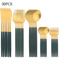 Axyaa 30-Piece Matte Stainless Steel Gold Dinnerware Set