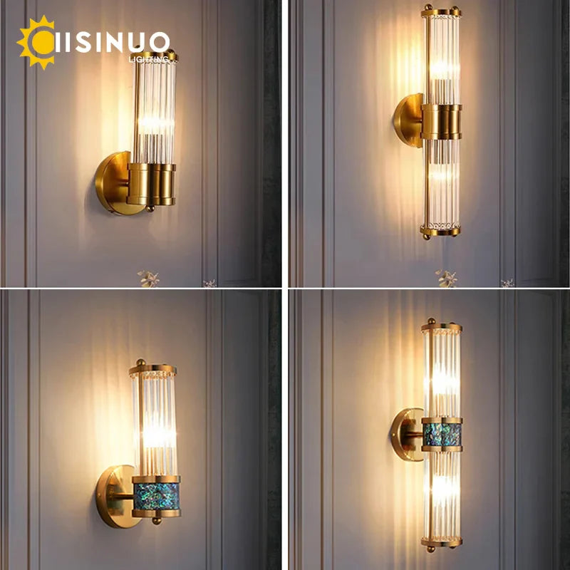 Gold Plated Crystal Wall Lamp for Bedroom and Living Room by Axyaa