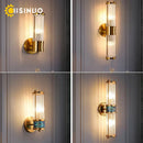 Axyaa Crystal Wall Sconce: Modern Gold Plated Metal Lamp for Bedroom, Living Room Lighting