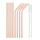 Axyaa Stainless Steel Straw Set with Cleaner Brush Home Bar Accessory
