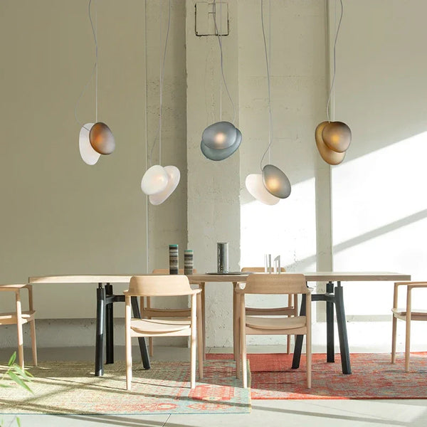 Axyaa Pebble Style Double-Sided Frosted Glass Pendant Light with LED Rope