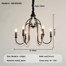Axyaa Retro Black E14 Candle Chandelier for French Living Room Decor