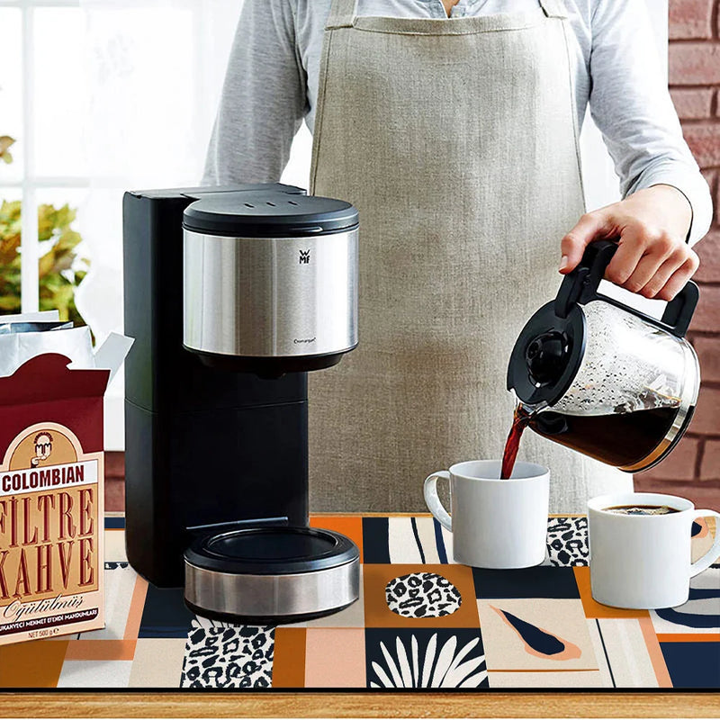 Axyaa Coffee Mat: Quick Dry Kitchen Drying Mat for Draining, Flowers Fruits Design