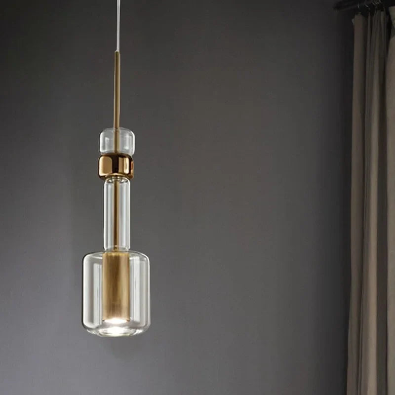 Axyaa Cylindrical Glass Pendant Light for Living Room Kitchen Restaurant Bedside