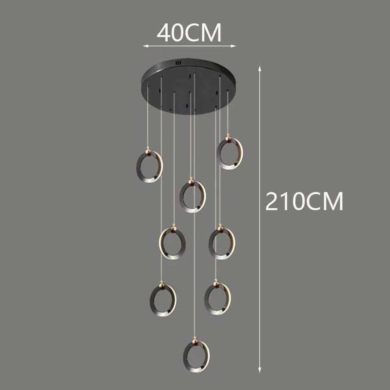 Axyaa Staircase Chandeliers: Modern LED Pendant Light Lamps for Living Room