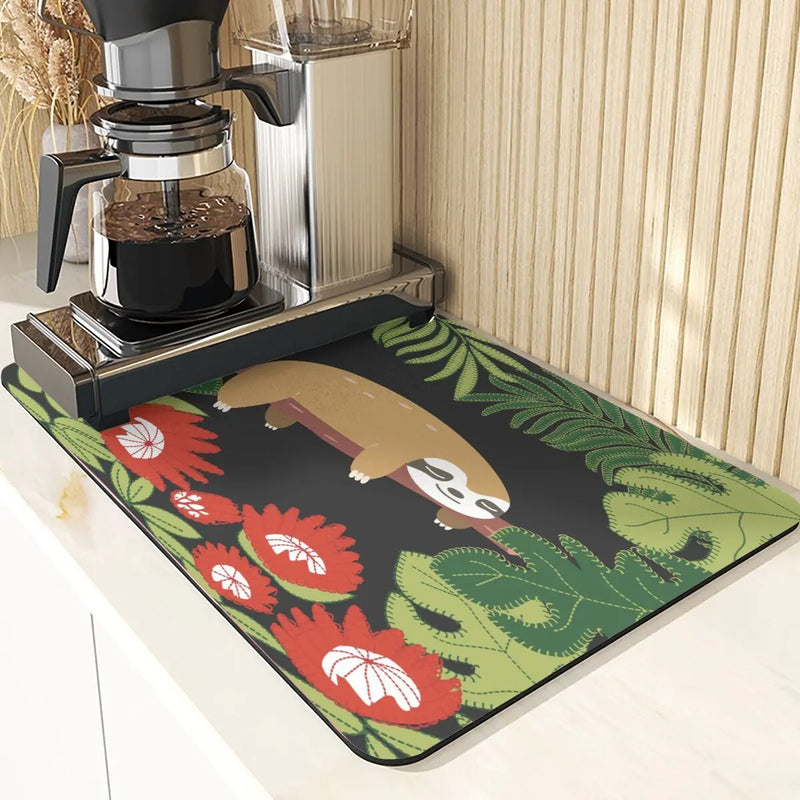 Axyaa Monkey Pattern Diatomaceous Earth Coasters: Stylish Cup Placemats & Coaster Set