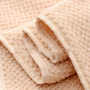 Axyaa 3-Piece Waffle Towel Set: 1 Bath, 2 Hand Towels - Cream