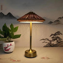 Axyaa Rattan LED Table Lamp: Rechargeable, Unique Design, Cordless, Night Light