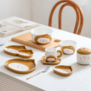 Axyaa Chestnut Ceramic Coffee Cup, Saucer, Plate, Bowl Set - Home Kitchen Tableware