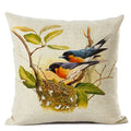 Axyaa Elegant Floral Bird Pattern Linen Cushion Cover 45x45cm for Living Room Sofa