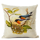 Axyaa Elegant Floral Bird Pattern Linen Cushion Cover 45x45cm for Living Room Sofa