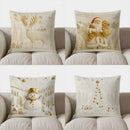 Axyaa Wintery Forest Deer & Houses Print Pillow Cover