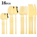 Colorful 16pcs Cutlery Set Mirror Stainless Steel Flatware by Axyaa