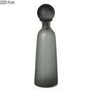 Frosted Glass Vase with Artificial Flowers - Axyaa Aesthetic Decor