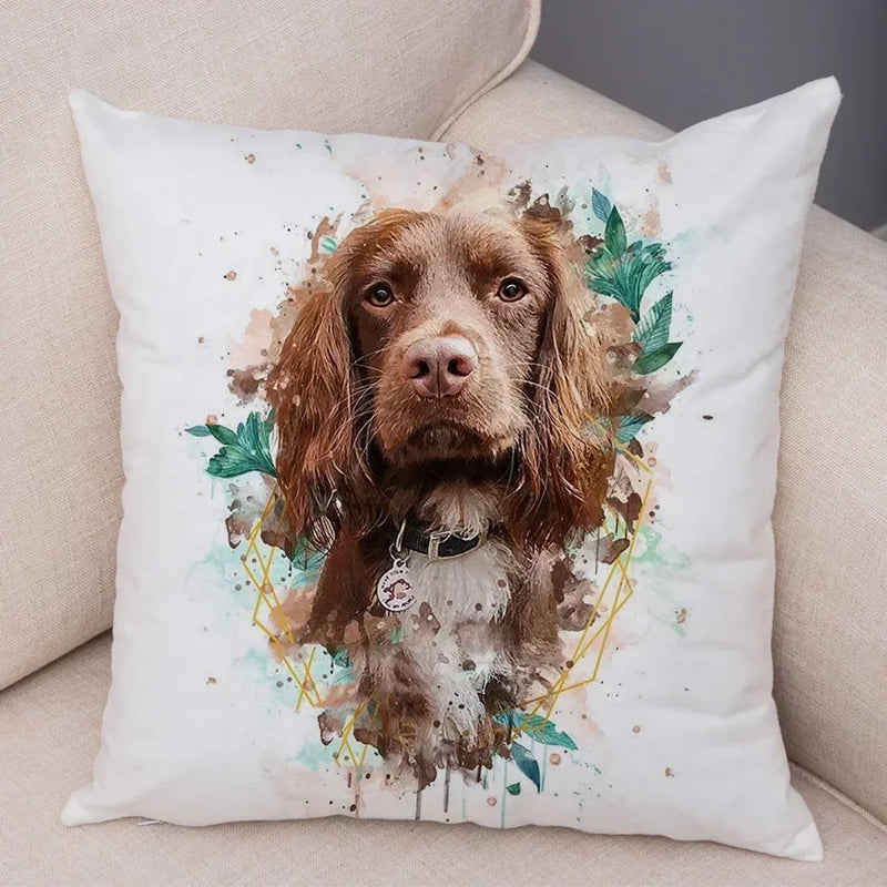 Axyaa Watercolor Dog Pillow - Cozy Pet Animal Pillow for Home Sofa