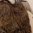 Axyaa Leopard Print Faux Fur Throw Blanket, Cozy Retro Style Luxe for Couch & Bed