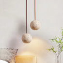 Axyaa Yellow Travertine LED Pendant Lights Hanging Stone Ball Japan Style Pendant Lamp