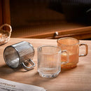 Axyaa Japanese Vertical Stripes Glass Cup with Bamboo Cover, Kawaii Milk Mug