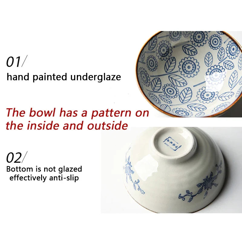 Axya Japanese Ceramic Bowl Set for Cereal, Salad, Snacks, Microwave Safe, Gift Box