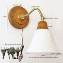 Axyaa Vintage Glass LED Wall Lamps, Japanese Style Pull Chain Copper Sconce