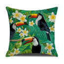 Tropical Birds Linen Pillowcase Set for Decorative Throw Cushions by Axyaa