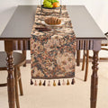 Axyaa Green Jacquard Table Runner with Tassels