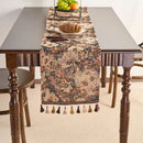 Axyaa Green Jacquard Table Runner with Tassels