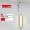 Axyaa Elliptical LED Pendant Light – Modern Gold Black Minimalist Design