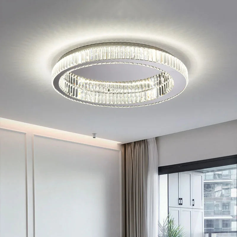 Axyaa Crystal Circle LED Ceiling Chandelier for Modern Living Room & Bedroom