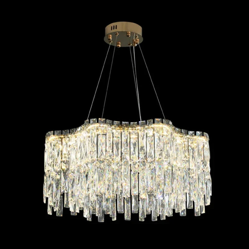 Axyaa Crystal Chandelier: Luxury Modern Lighting for Bedroom, Living Room, Dining Room