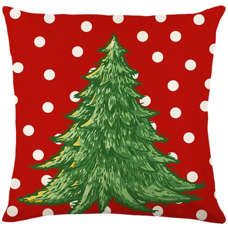 Axyaa Christmas Party Santa Dwarf Print Pillow Cover