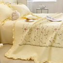 Axyaa Floral Embroidered Summer Blanket Set - Lightweight Quilted Comforter