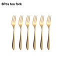Axyaa Gold Stainless Steel Cutlery Set - 24Pcs Smooth Handle Flatware