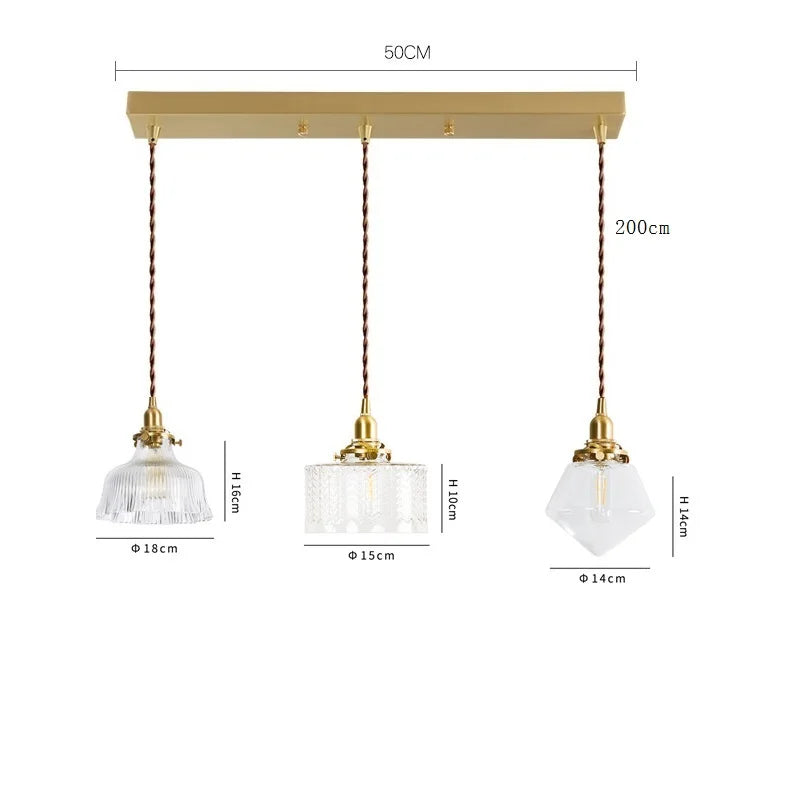 Axyaa Clear Glass LED Pendant Light: Nordic Style Copper Hanging Lamp