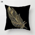 Axyaa Gold Leaf Print Pillow Cover for Home Sofa Decor