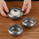 Axyaa Stainless Steel Double-Layer Bowl Set Snow Gray Tableware soups Sauces BBQ