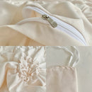 Axyaa Beige 3D Flower Queen Size Duvet Cover Set – Soft Bohemian Bedding