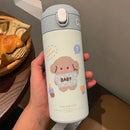 Axyaa Cute Cartoon Stainless Steel Vacuum Flask Straw Tumbler